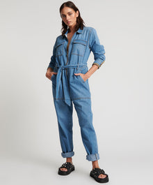 Claudia Long-Length Denim Overalls | Ciao Blue