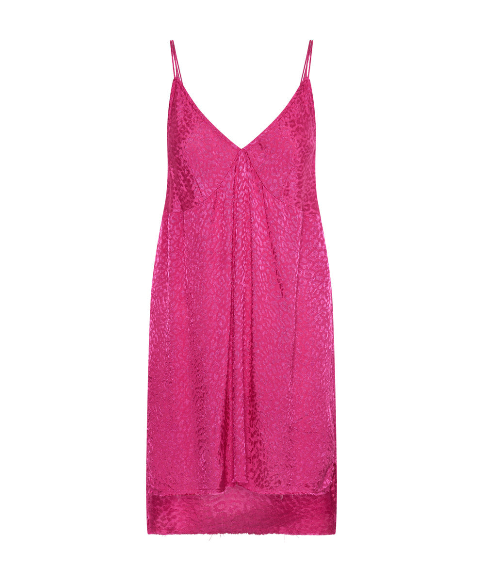 Jacquard Slip Mini Dress | Shocking Pink