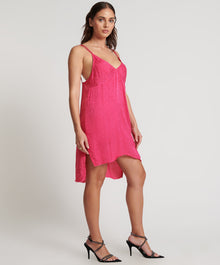 Jacquard Slip Mini Dress | Shocking Pink