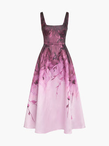 Floral Printed Mikado Midi Dress | Rose