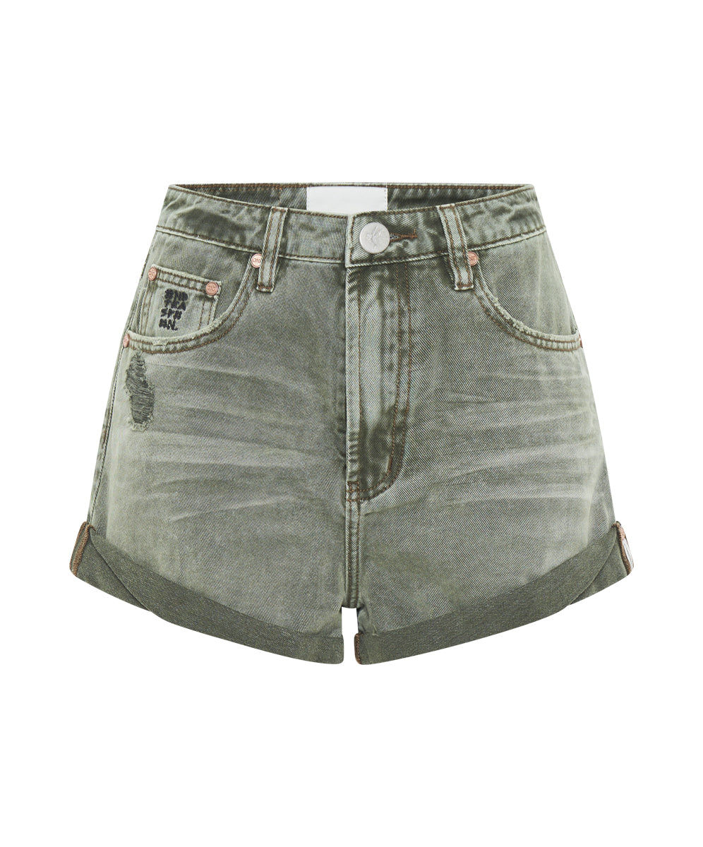 Bandits High Waist Denim Shorts | Old Khaki