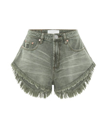 Scouts High Waist Flippy Denim Shorts | Old Khaki