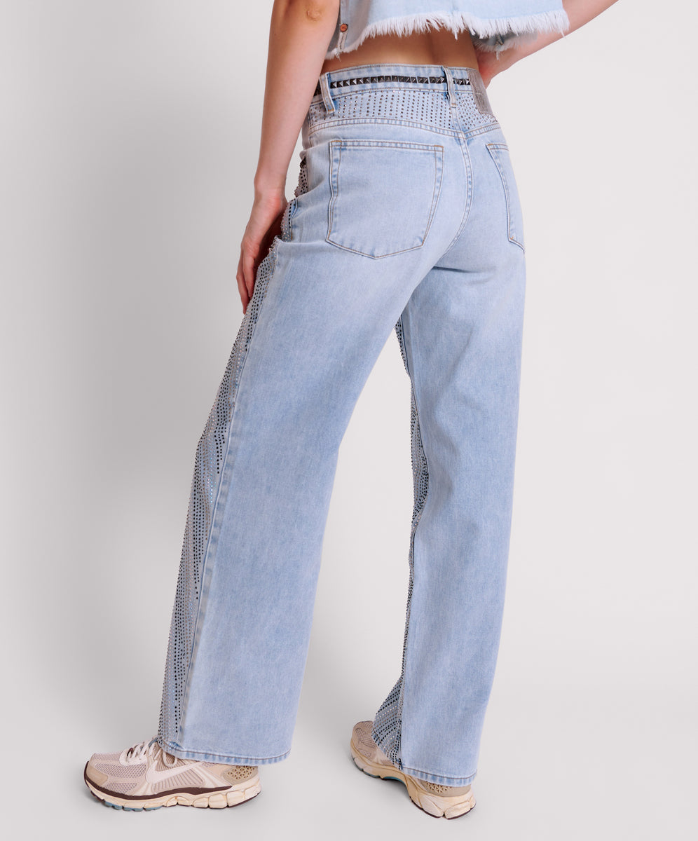 Jackson Mid Waist Wide Leg Denim Jeans | Blue Latte