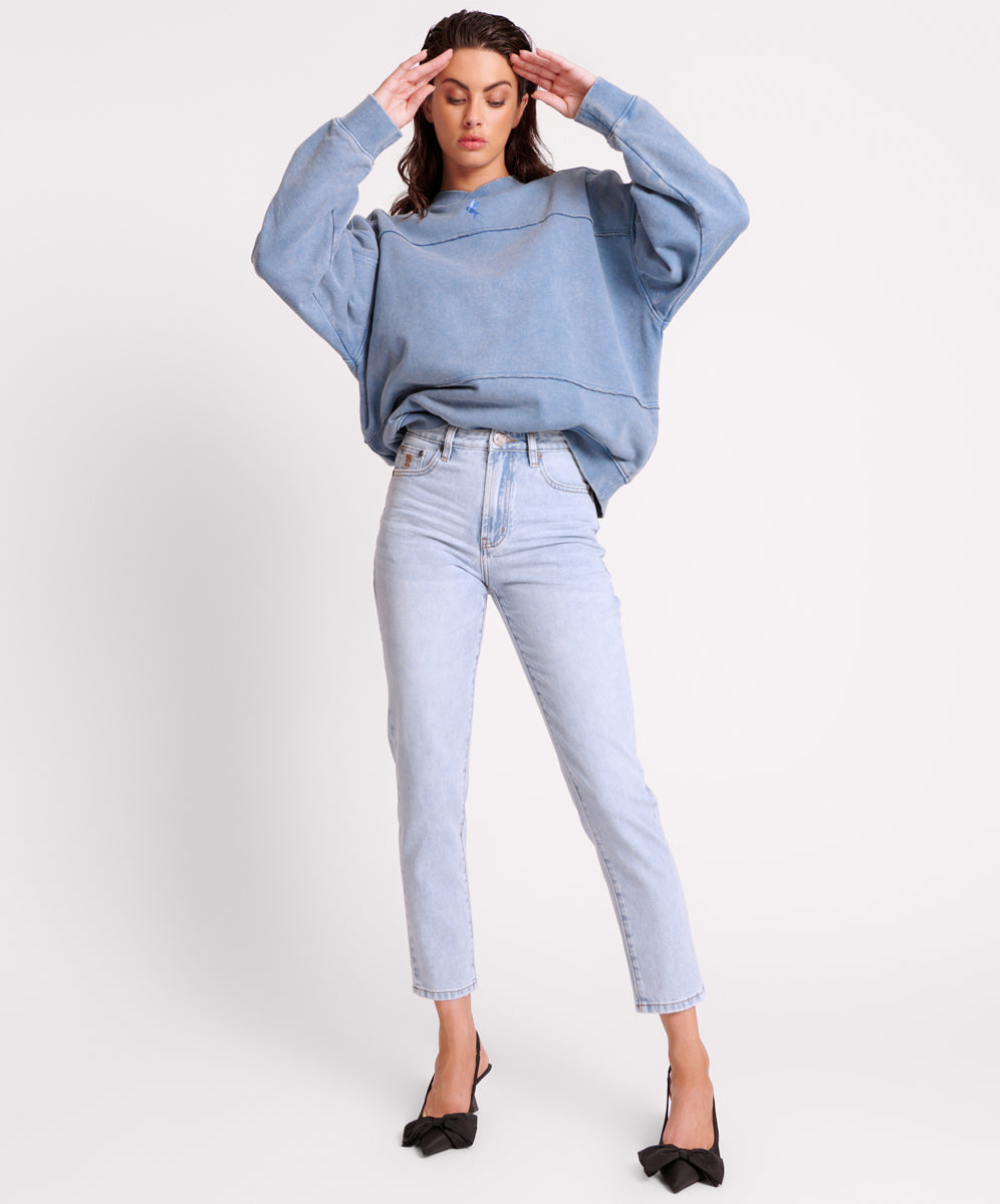 Legends High Waist Mom Fit Denim Jeans | Blue Latte