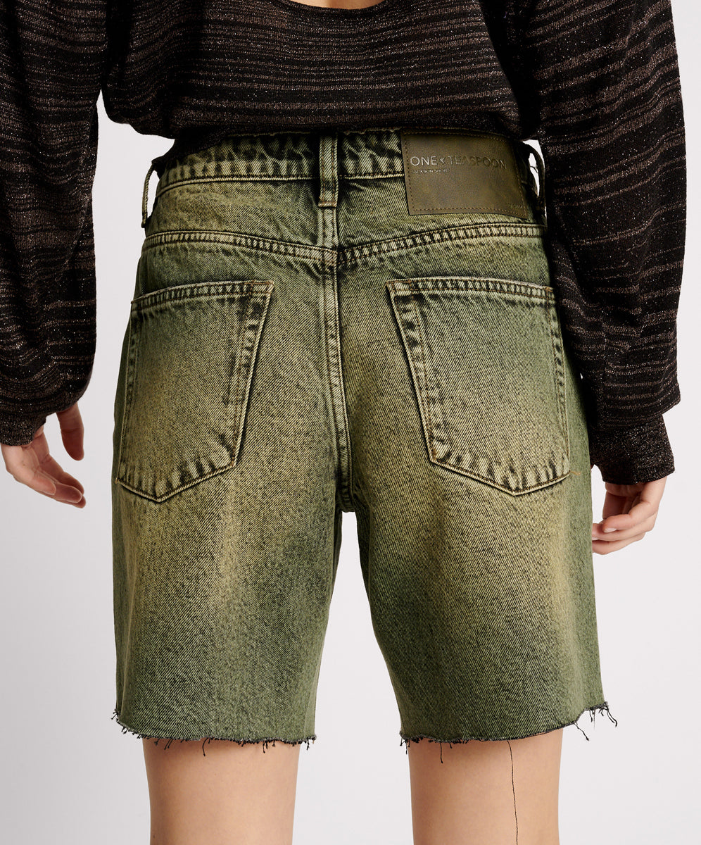 Jackson Mid Waist Wide Leg Shorts | Black Khaki