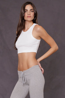 Women | Vintage Ribbed Racerback Crop Tank | White
