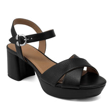 Charlye Sandal Platform | Black Faux Lizard