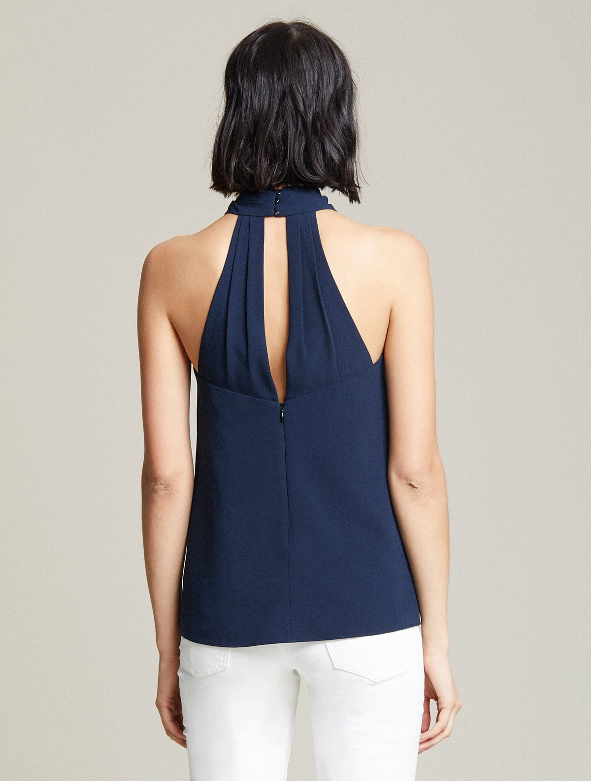 Crepe Cross Neck Top - Halston