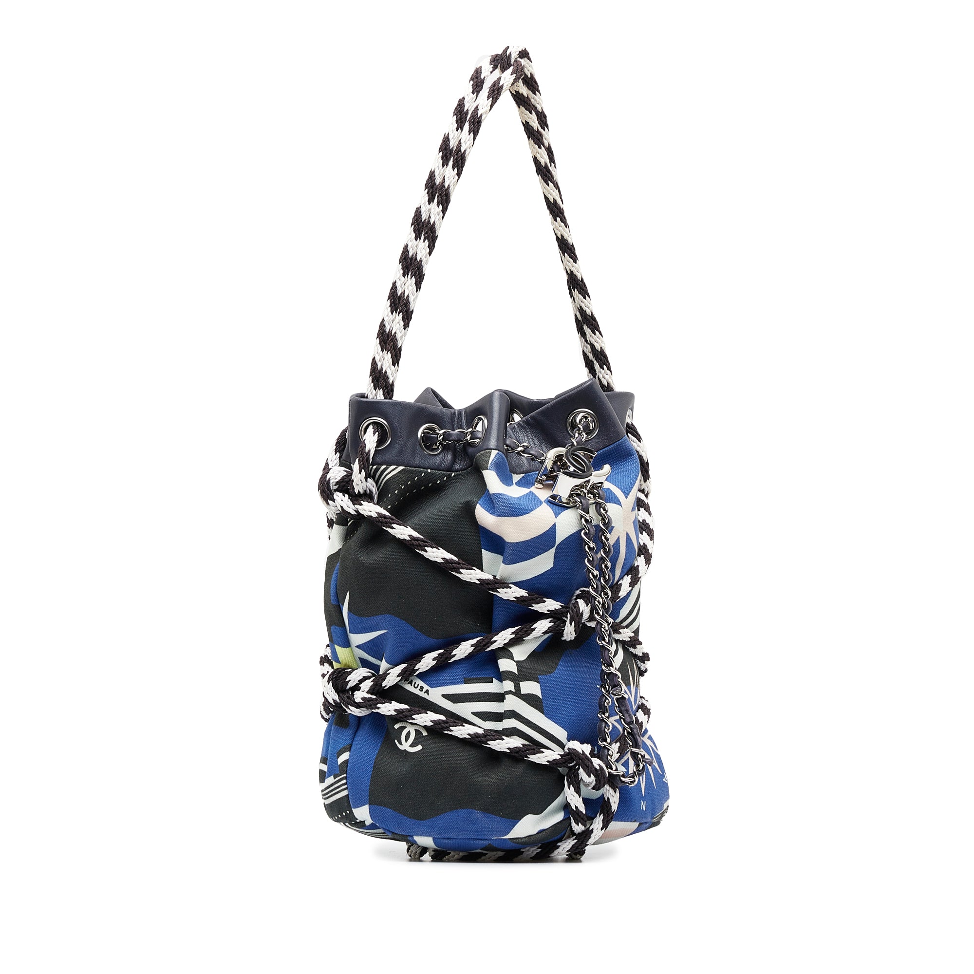 Chanel Pre-Owned Cotton Drawstring Bag | Women | Blue x Multi