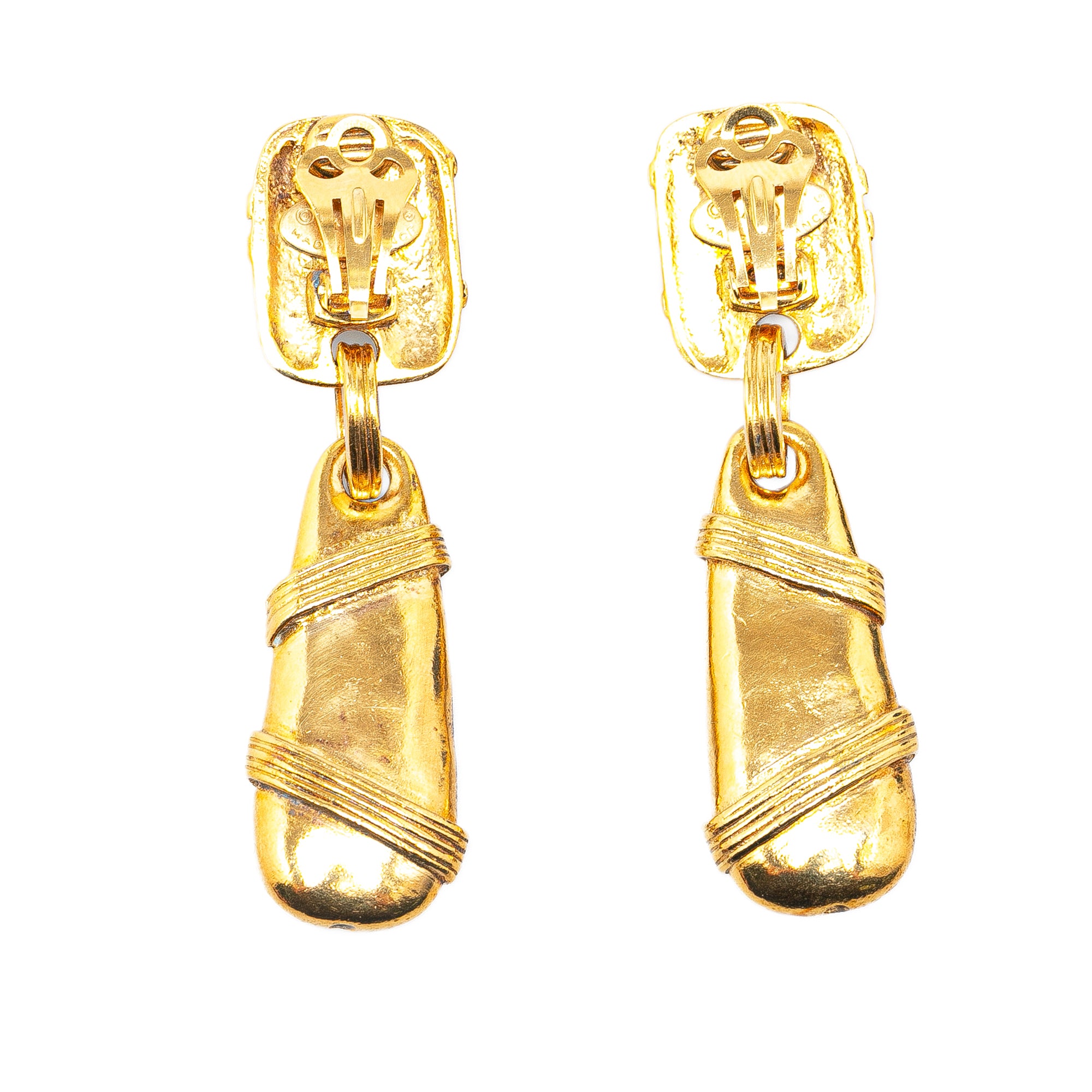 Chanel Pre-Owned Gold Plated CC Drop Clip On Earrings | Women | Gold