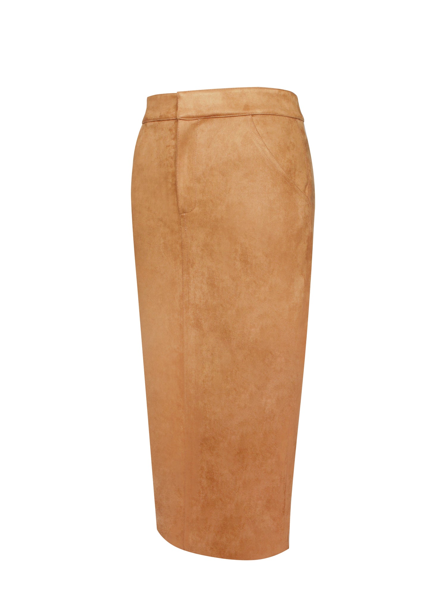 Zabrina Straight Pencil Skirt | Brown Suede