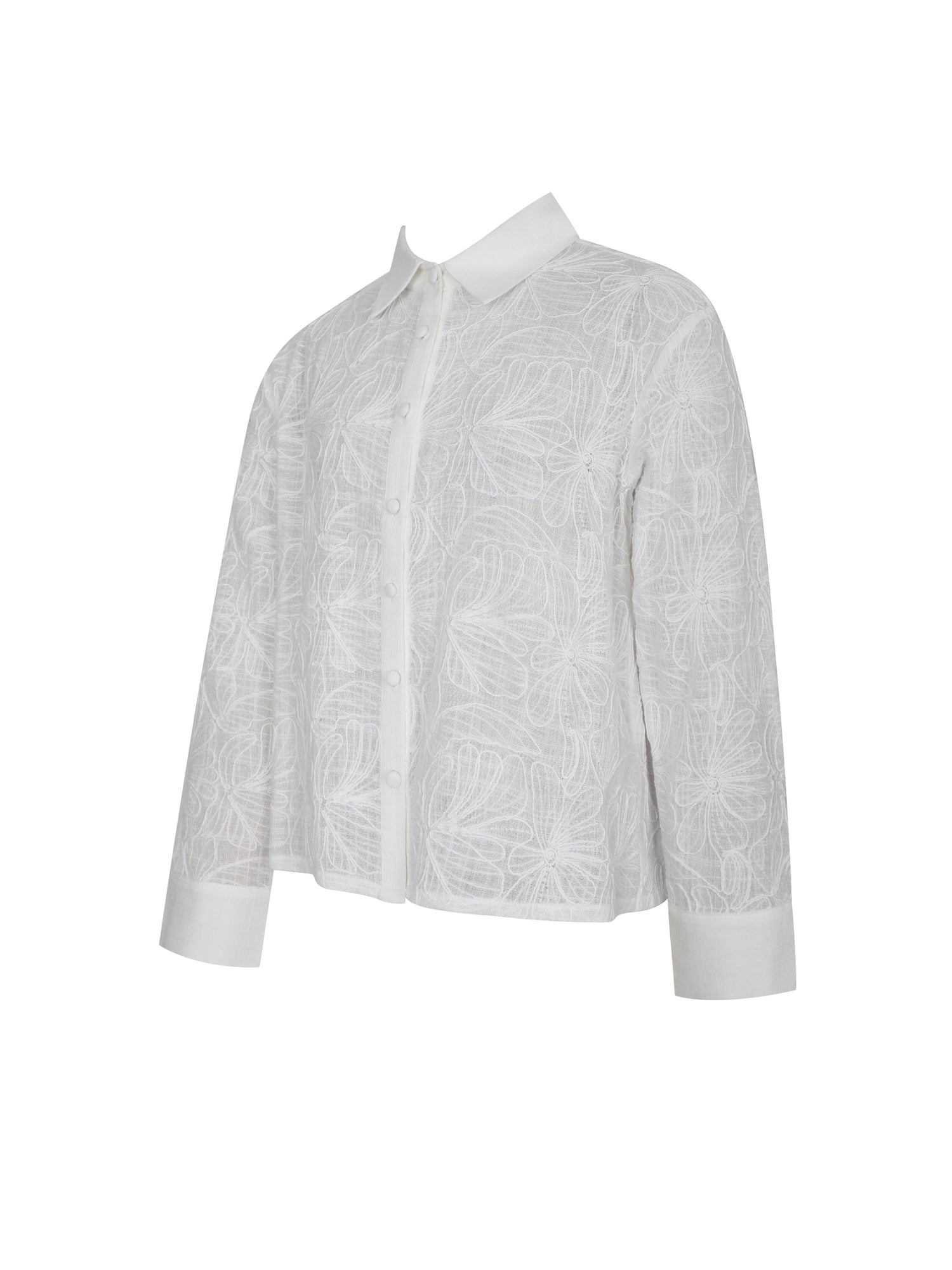 Quintina Embroidered Cotton Gauze Button-Down Shirt | White