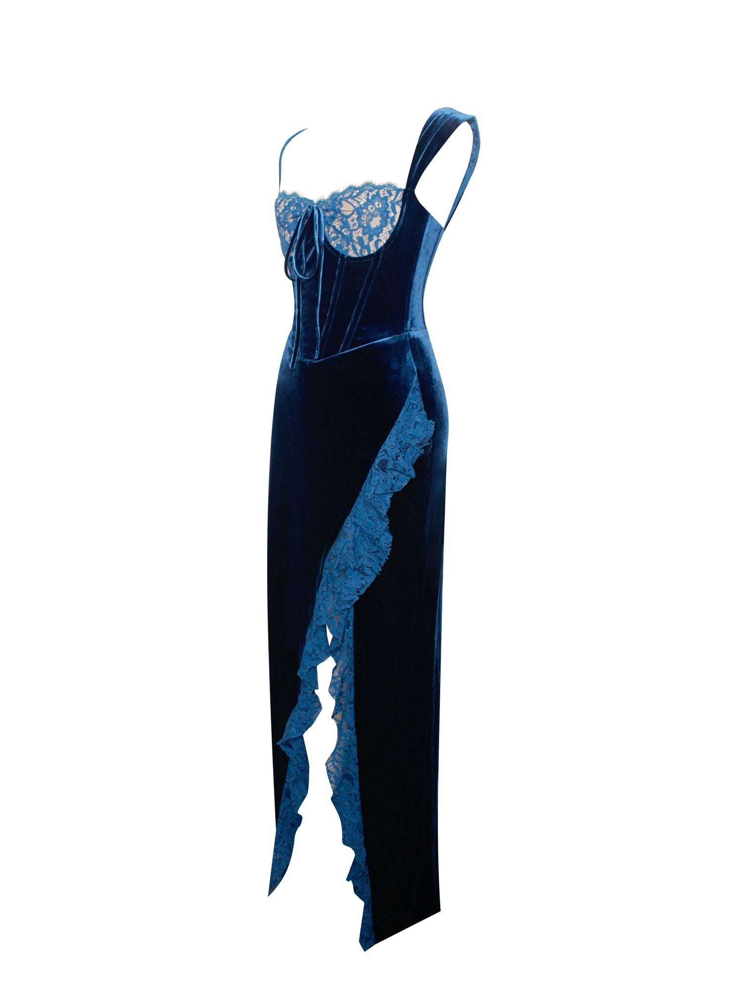 Odilia Lace Velvet Maxi Dress | Teal