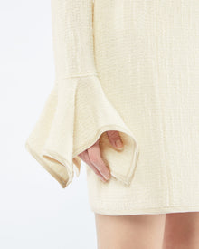 Womens | Elva Textured Boucle Tweed Dress | Creme