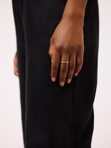 Rhodium Plated Classic Anchor Chain Rings For Women Ana Luisa Iver Silver