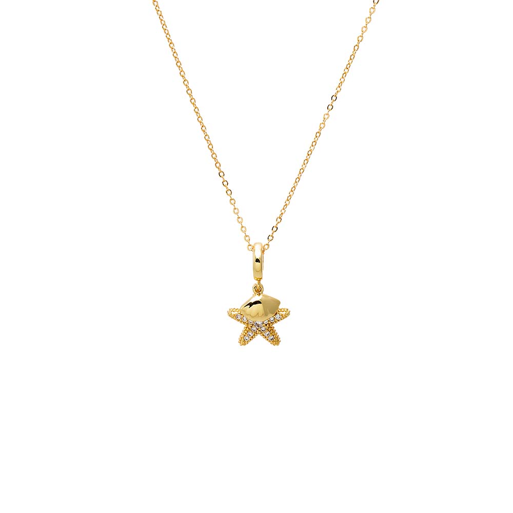 Gold CZ Starfish Pendant Necklace - Adina's Jewels