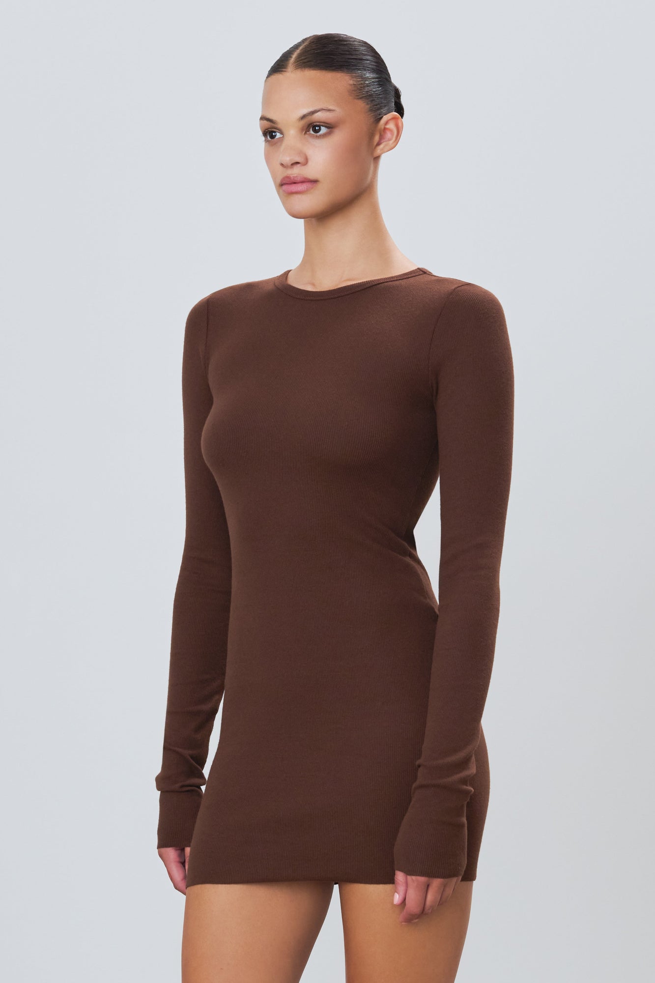 LONG SLEEVE CREWNECK MINI DRESS - ETERNE