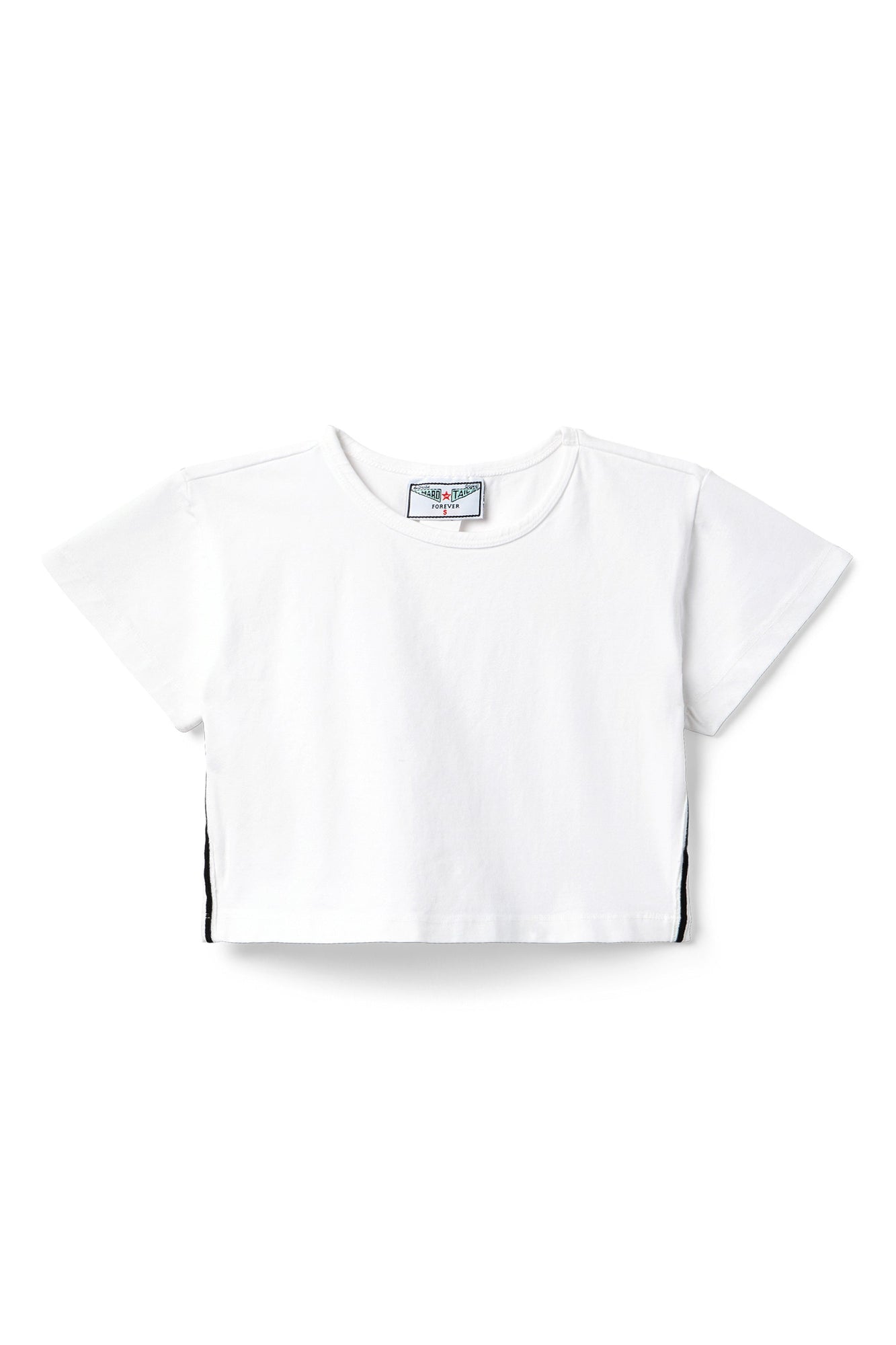 Women | Vintage Side Stripe Crop Workout Tee | White