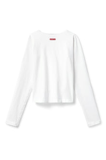 Women | Vintage Side Stripe Long Sleeve Scoop Neck Workout Tee | White