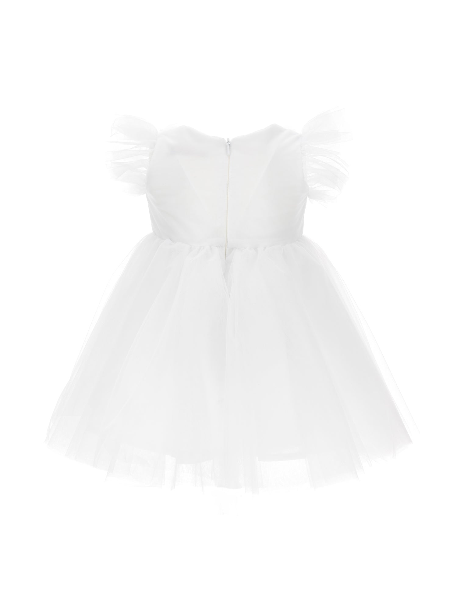 Girls | Maxi Butterfly Silk-Touch Tulle Dress | White
