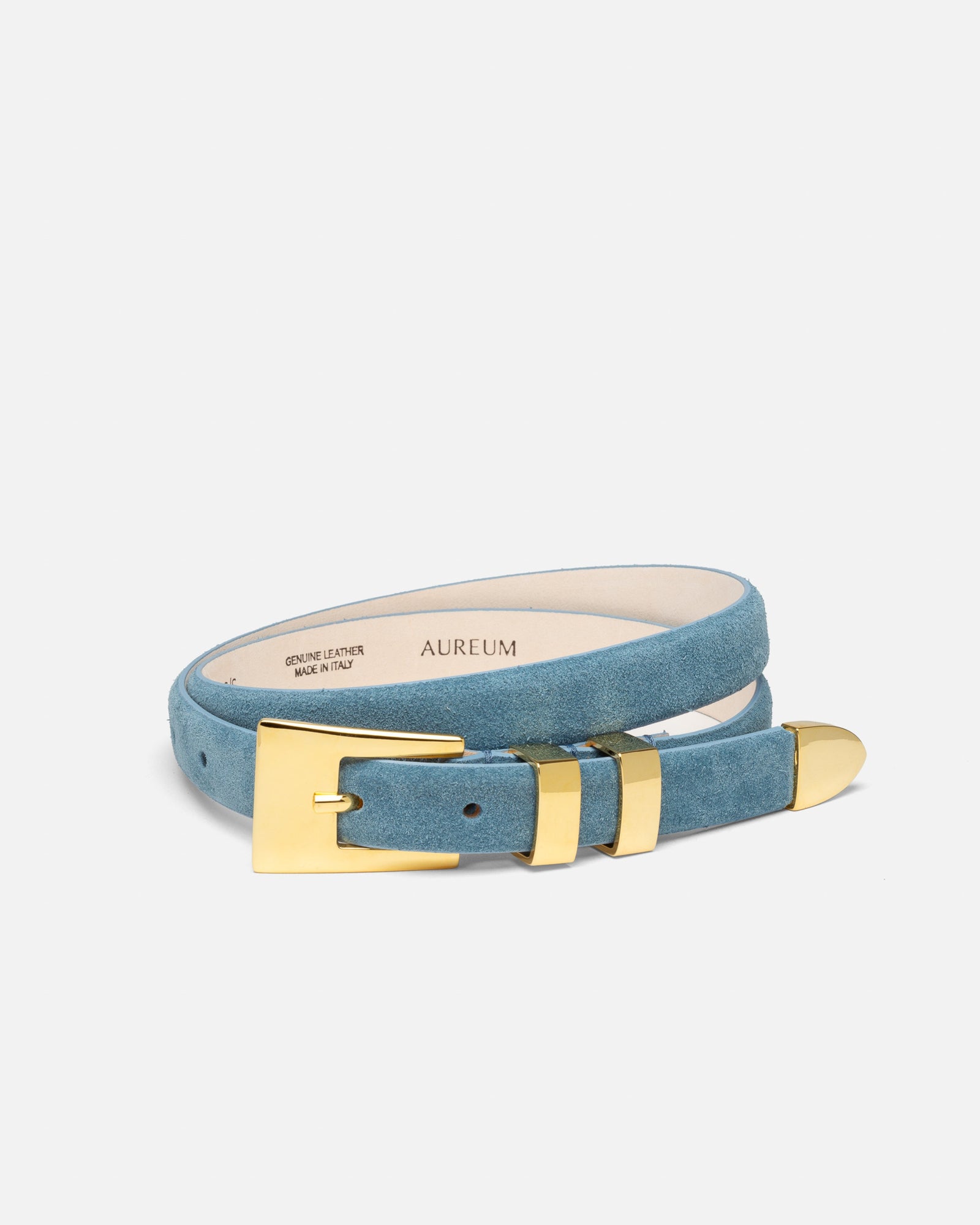 Sofia Belt | Sky Blue Suede/Gold