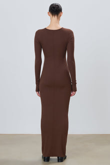 LONG SLEEVE CREWNECK MAXI DRESS - ETERNE