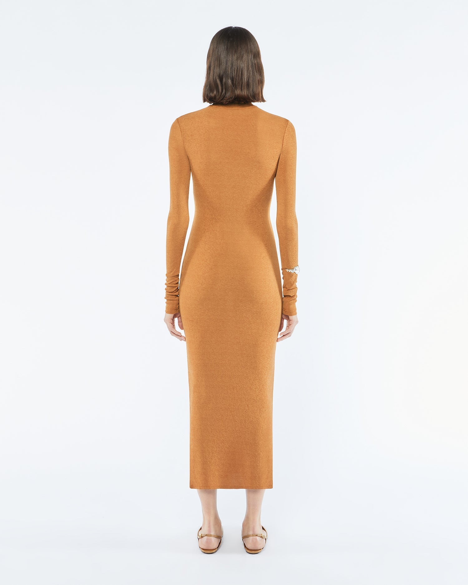 Womens | Manja Mesh-Jersey Midi Dress | Caramel