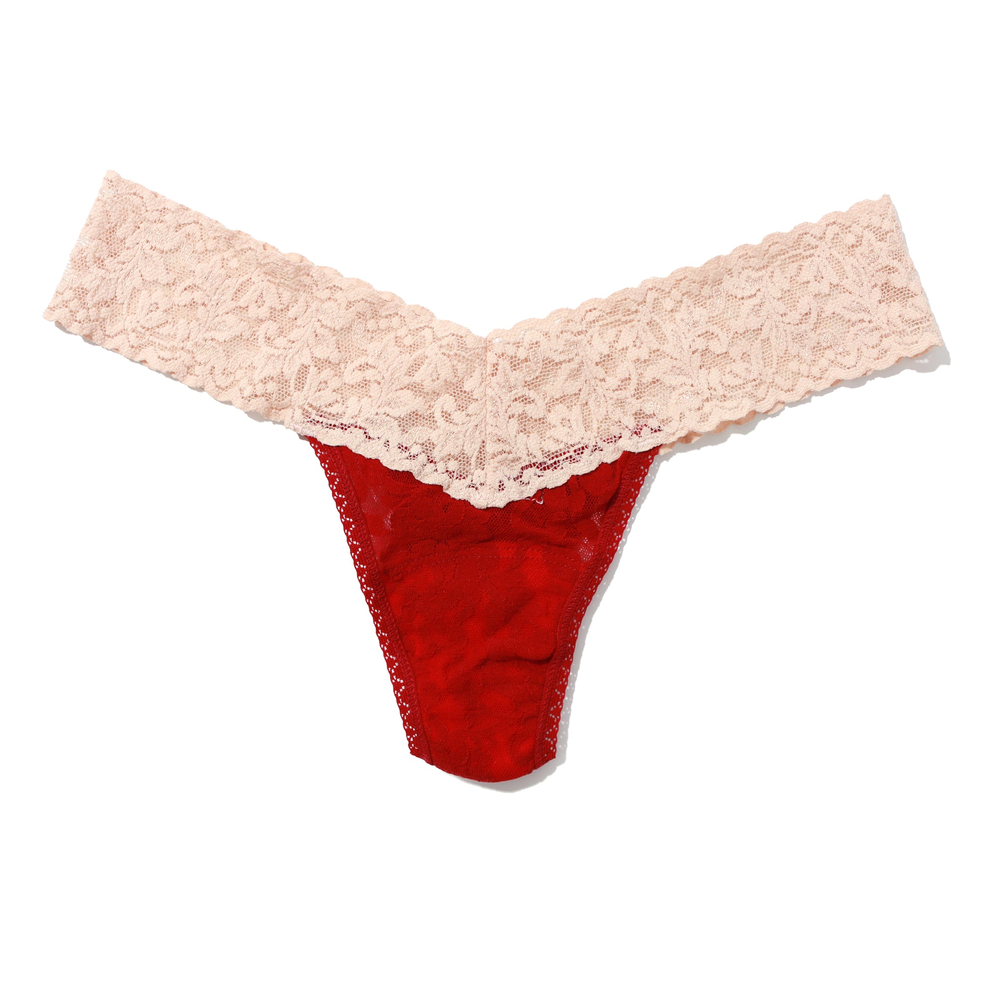 Signature Lace Low Rise Thong | French Bordeaux/Chai