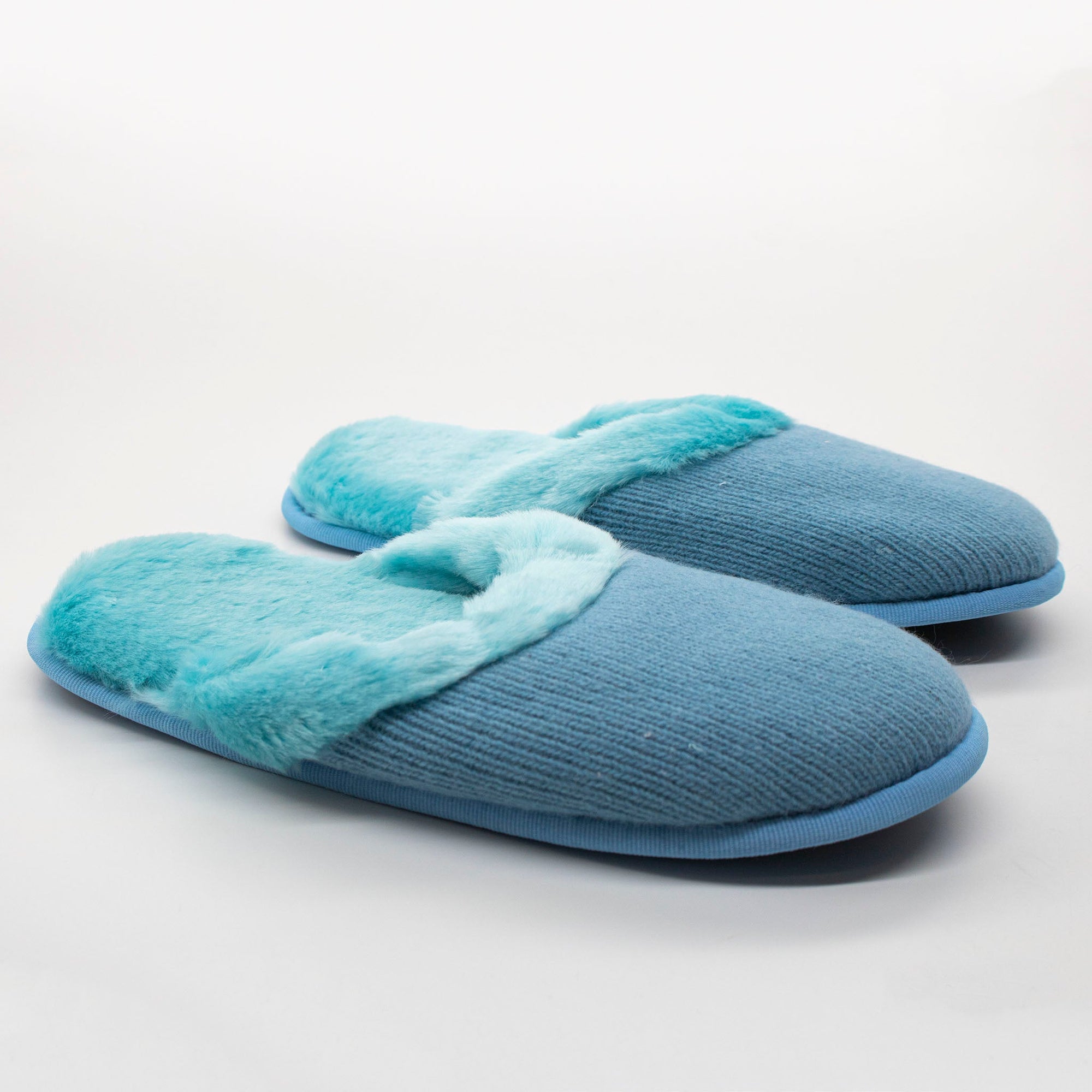 Slippers With Faux Fur Lining | Turquoise