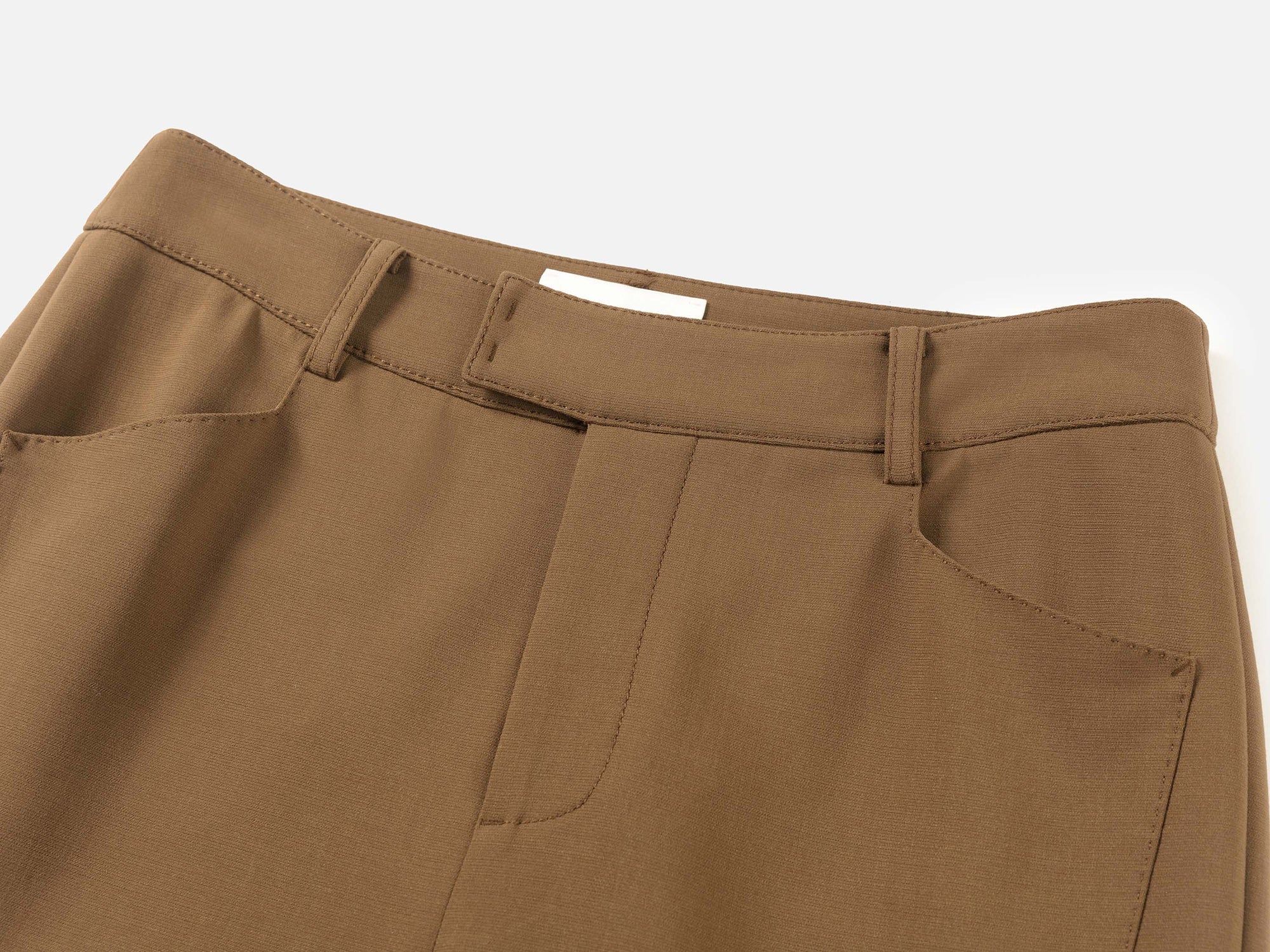 Fine Knitted Front Slits Pants | Brown