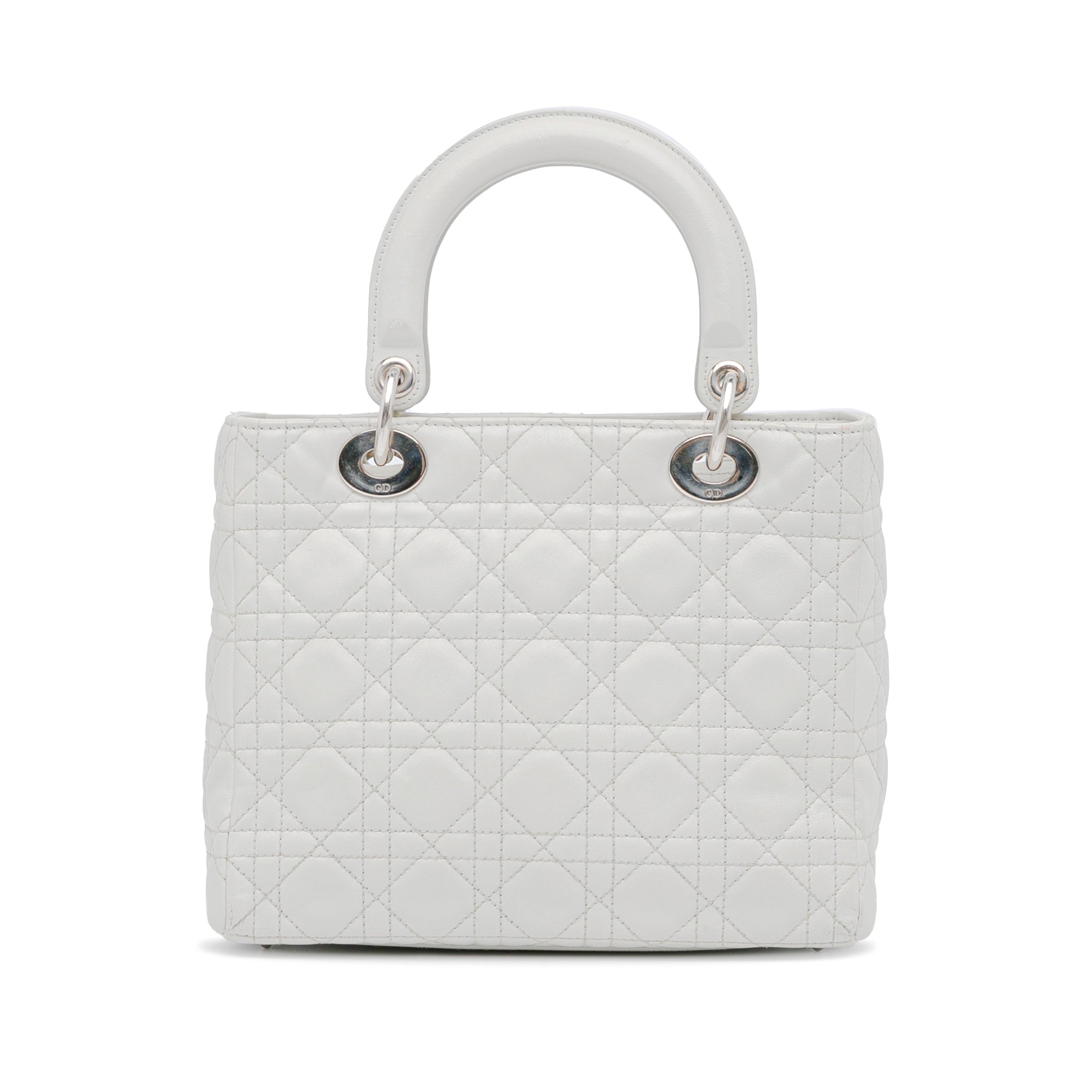 Dior Pre-Owned Medium Lambskin Cannage Lady Dior | Women | White