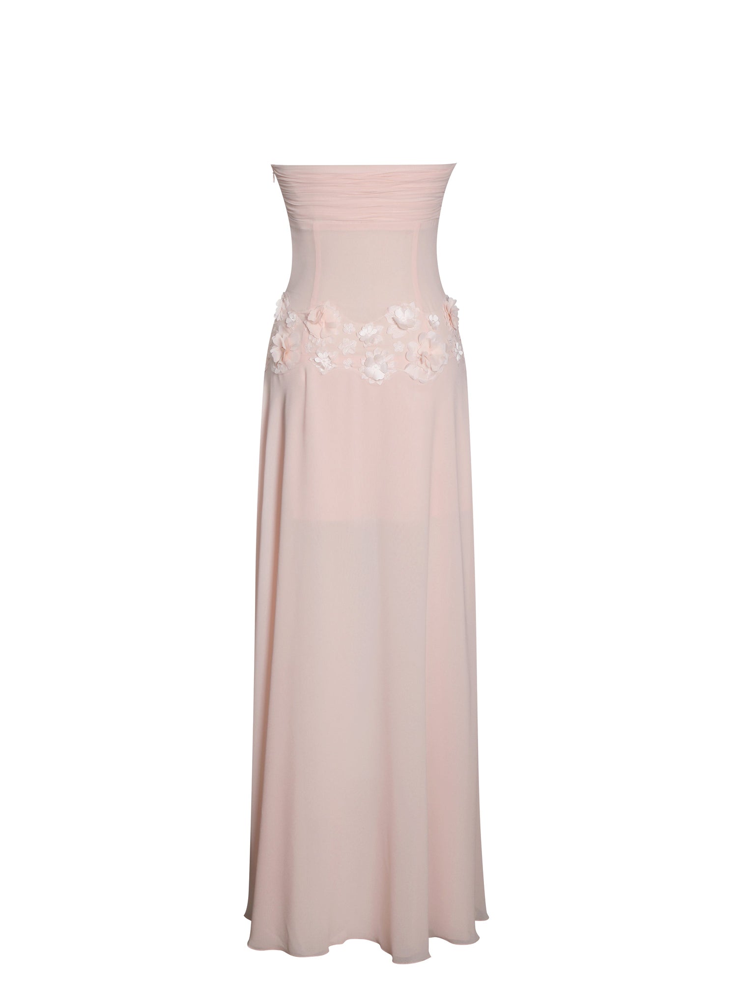 Mae Ruched Breast Applique Trim Trailing Dress | Pink