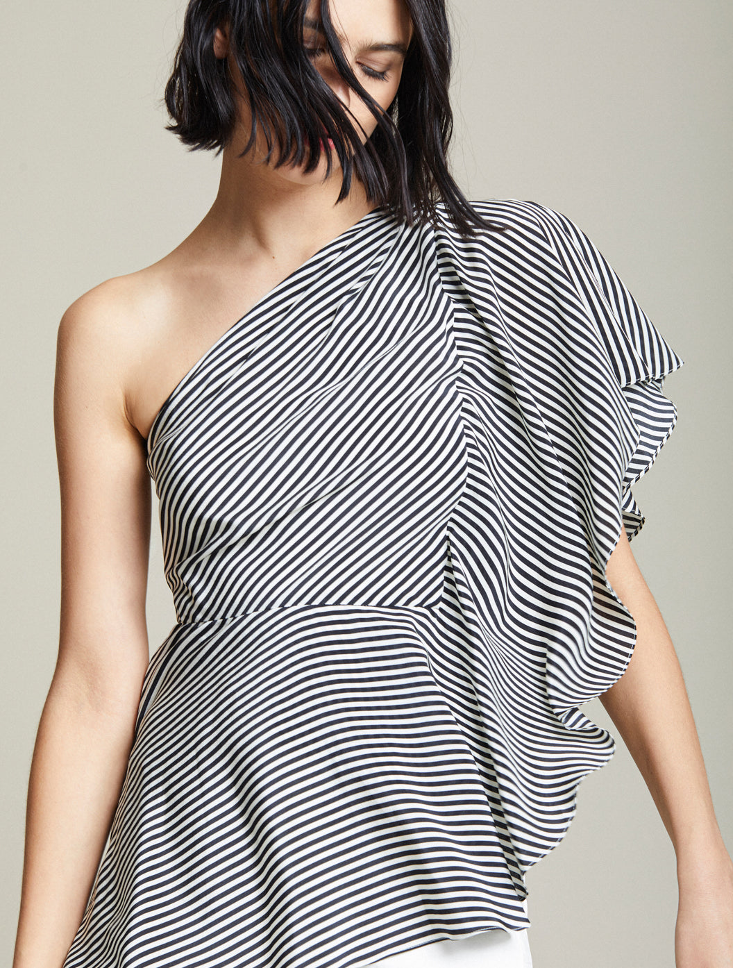 One Shoulder Drape Top - Halston