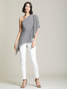 One Shoulder Drape Top - Halston