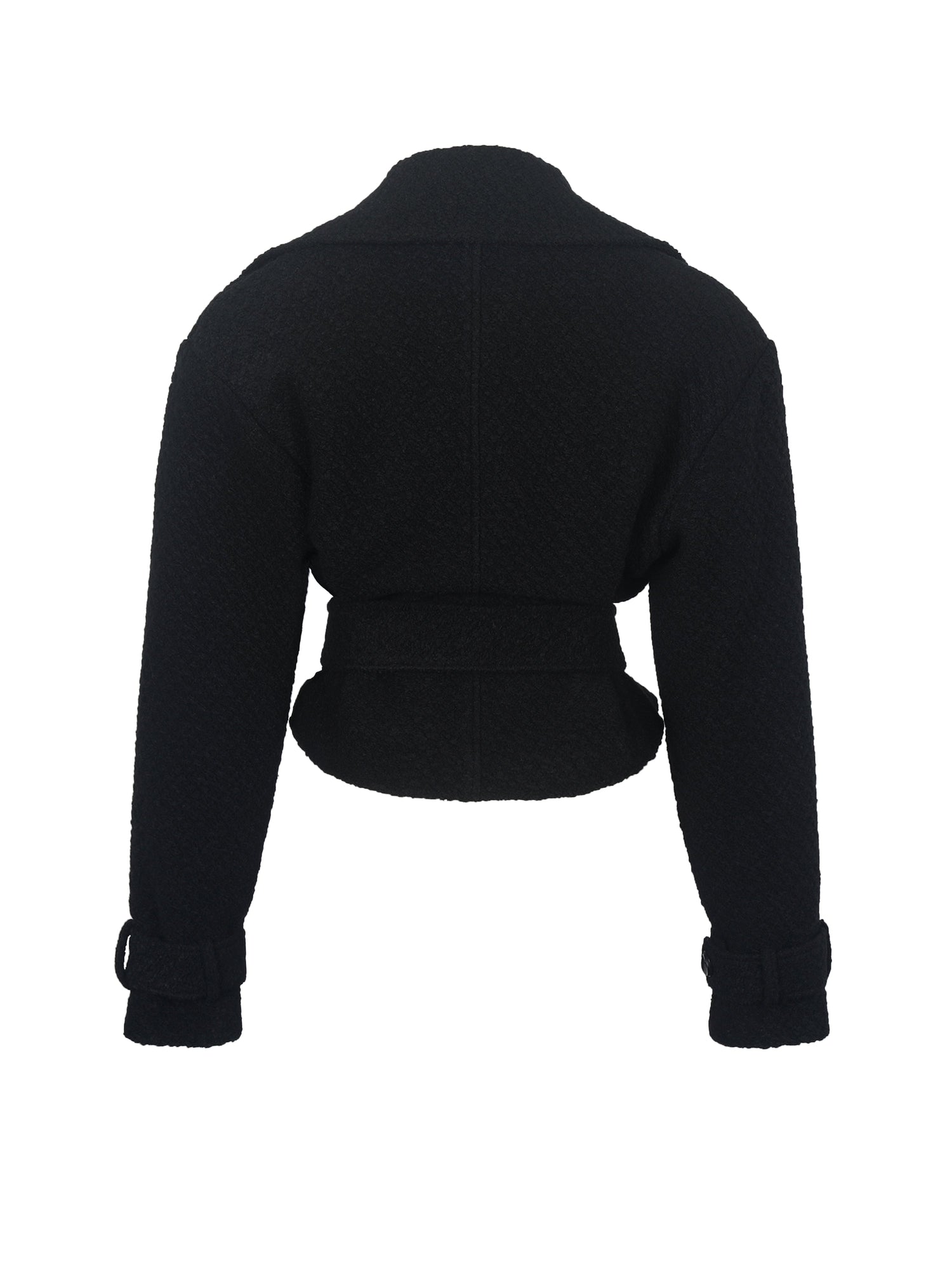 Dara Wool Blend Cropped Double-Breasted Belted Coat | Black