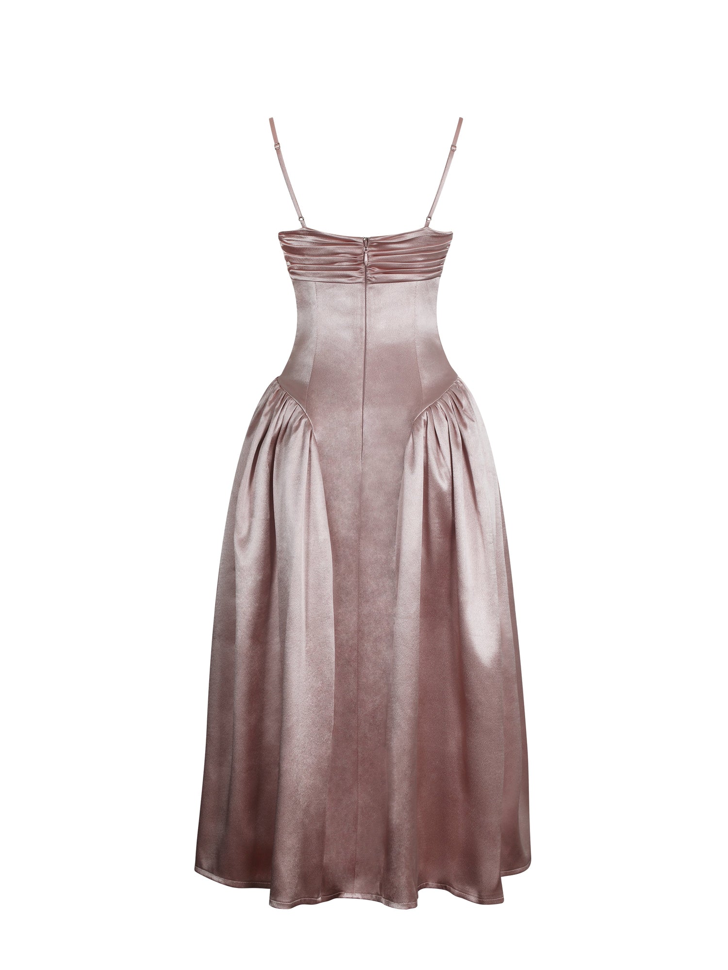 Tullia Satin Ruched Midi Dress | Dusty Rose