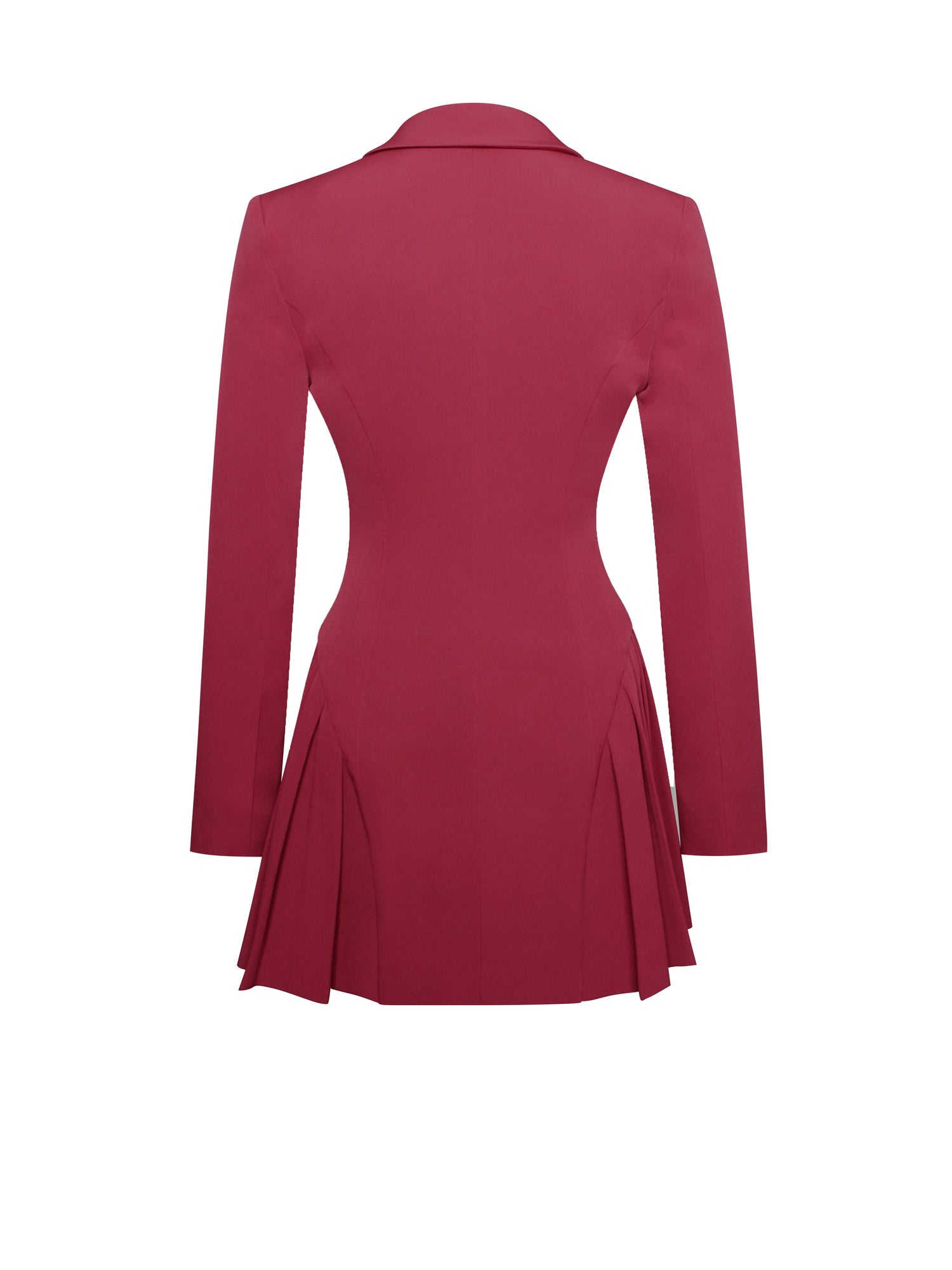 Delia Blazer Dress with Pleated Detail | Burgundy