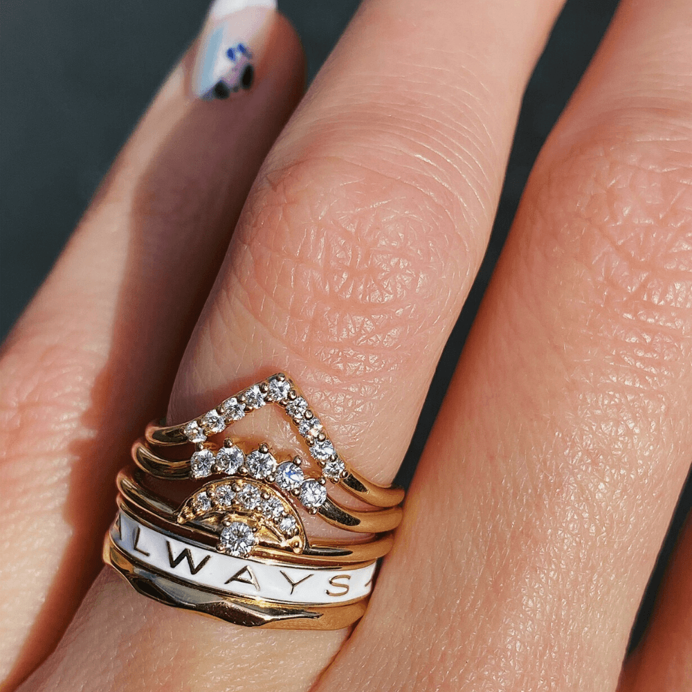 Women | "Always" Gold Memory Ring – White Enamel | 14k Rose Gold