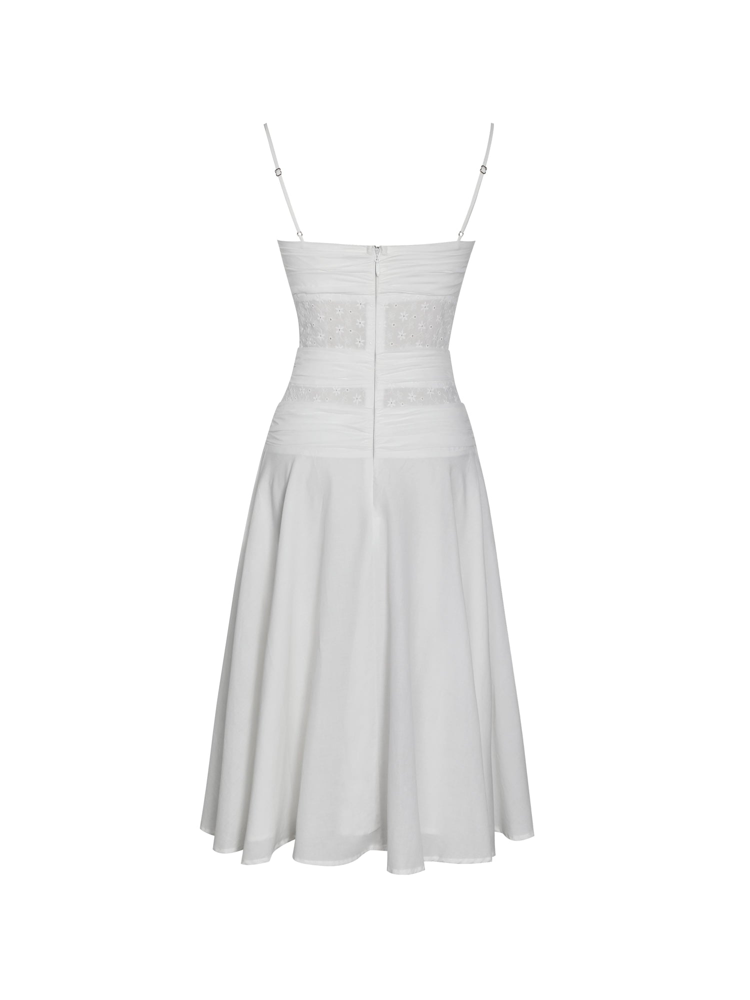 Maelis Cotton Eyelet Drop Waist Midi Dress | White