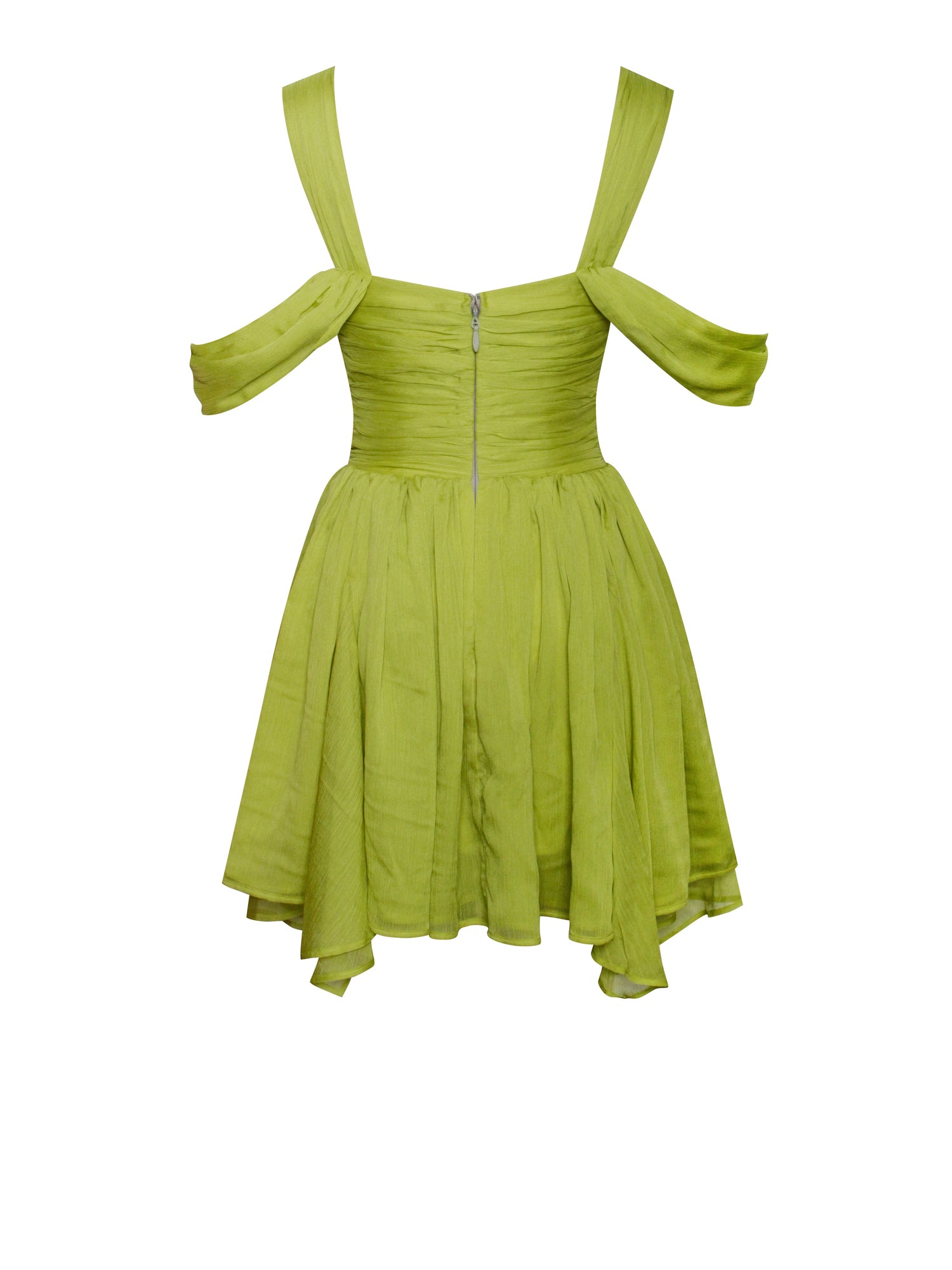 Frani Layered Mesh Mini Dress | Olive Green