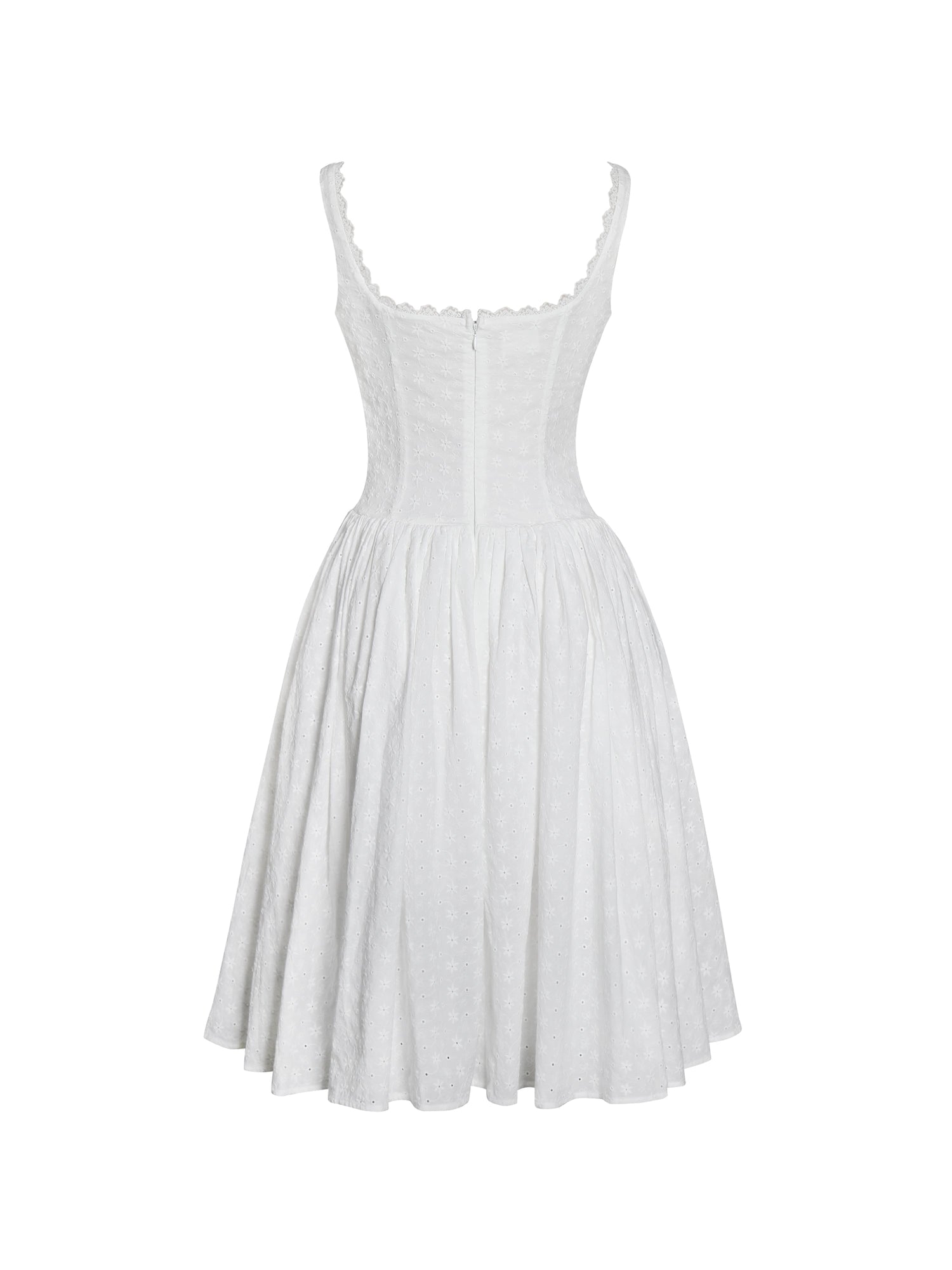 Madison Cotton Eyelet Square Neck Midi Dress | White