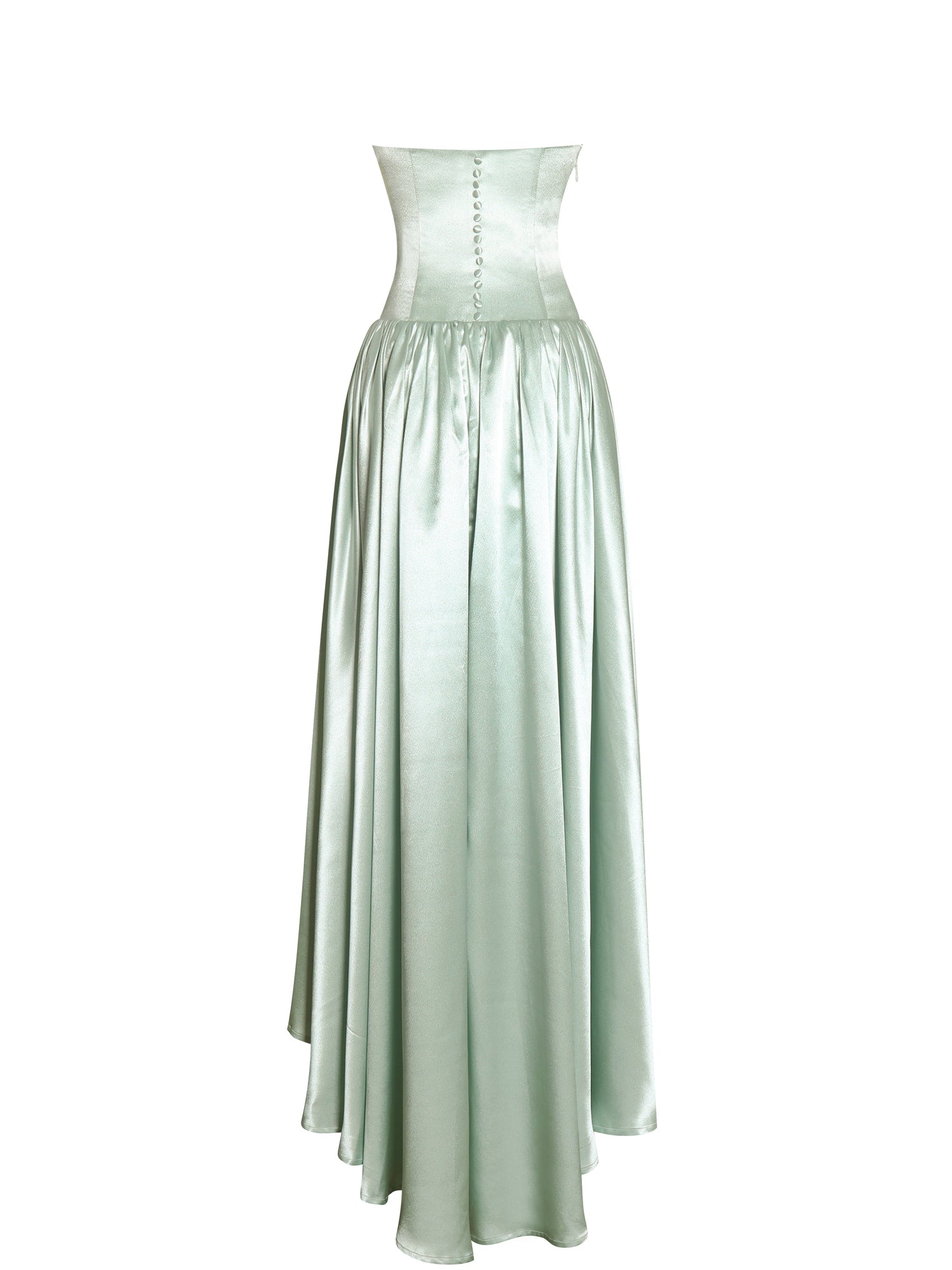 Lael Back Button Trailing Gown | Mint Green