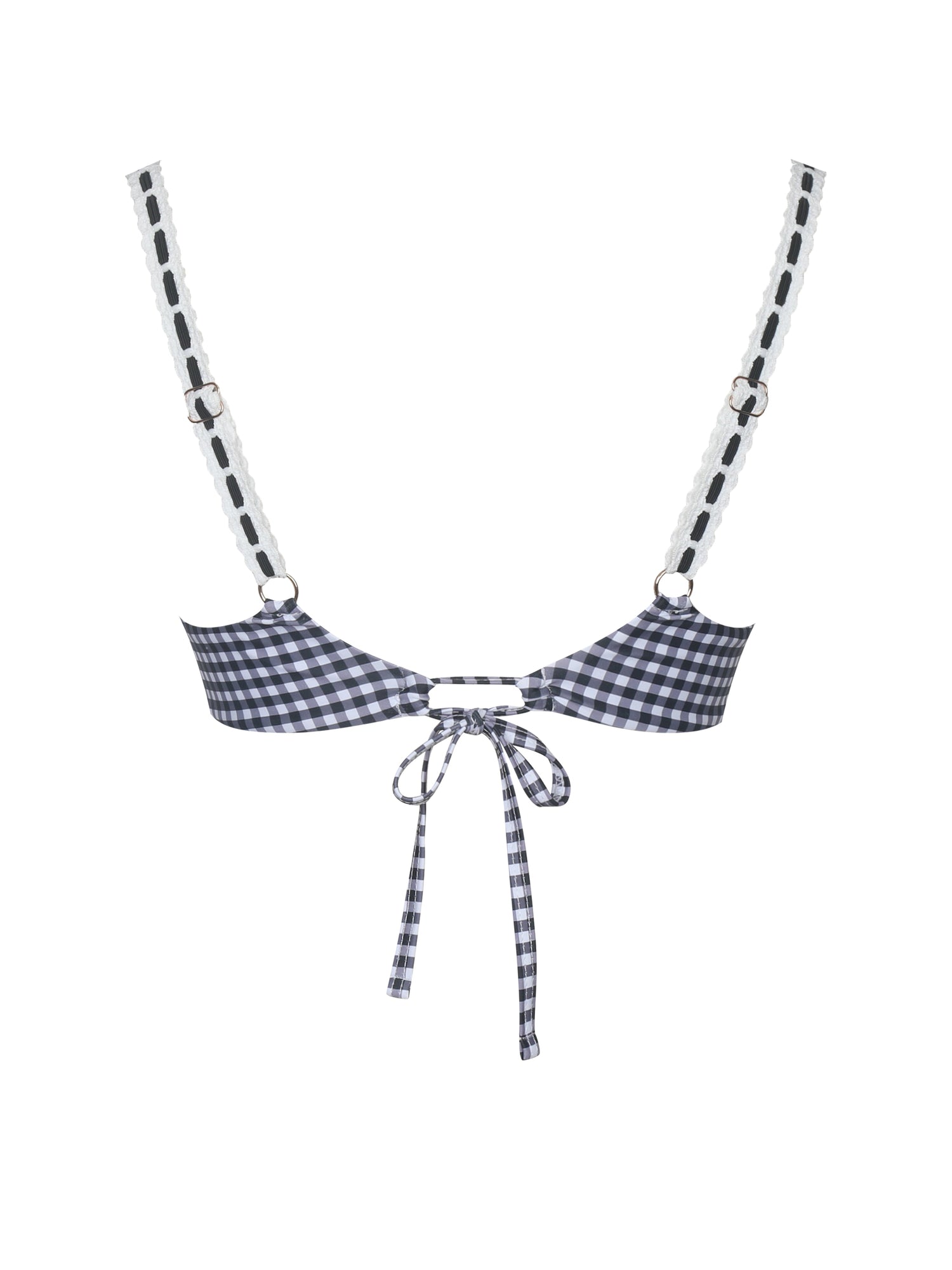 Lace Decoration Bikini Top | Geneva Gingham