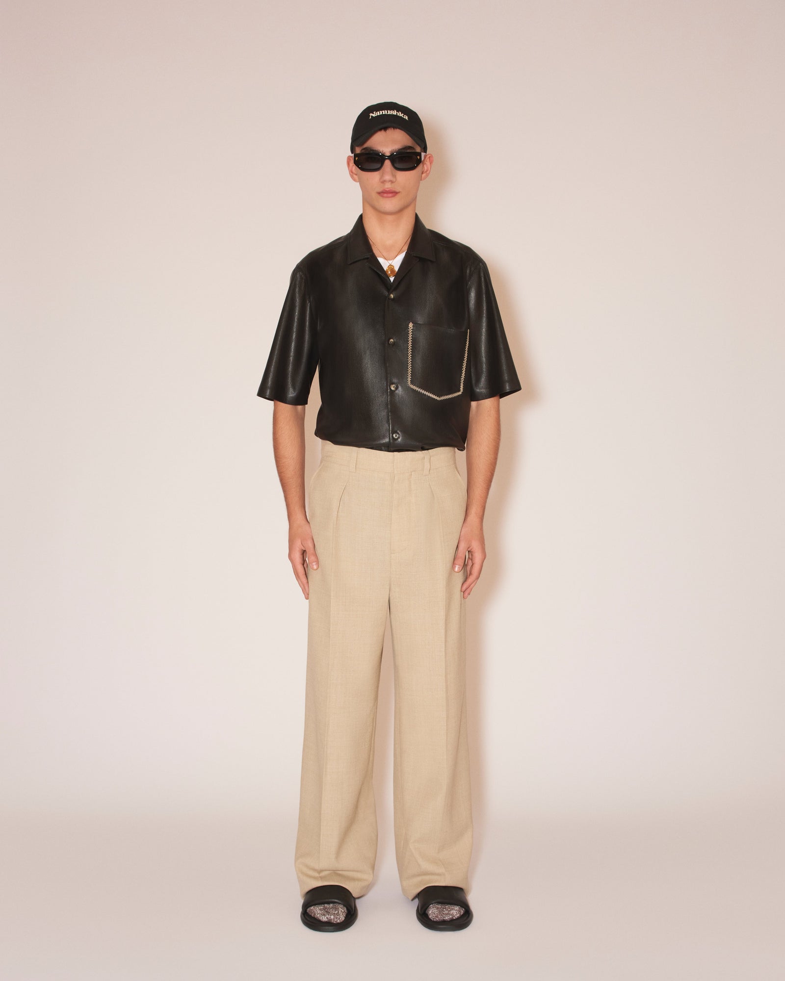 Mens | Cian Summer Suiting Straight-Leg Pants | Sand Melange