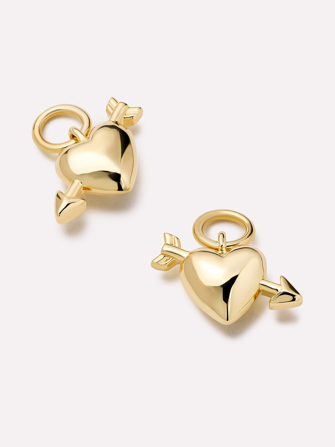 14K Gold Plated Love Vday Heart Arrow Paired Set Huggie Hoops Earring Charms Ana Luisa Cupids Heart Charm Huggies