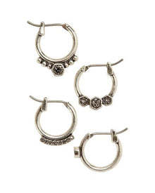 Full Bloom Hoop Earring Set | Silver