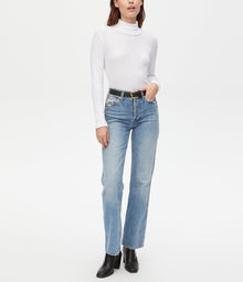 Bell Ribbed Turtleneck | White