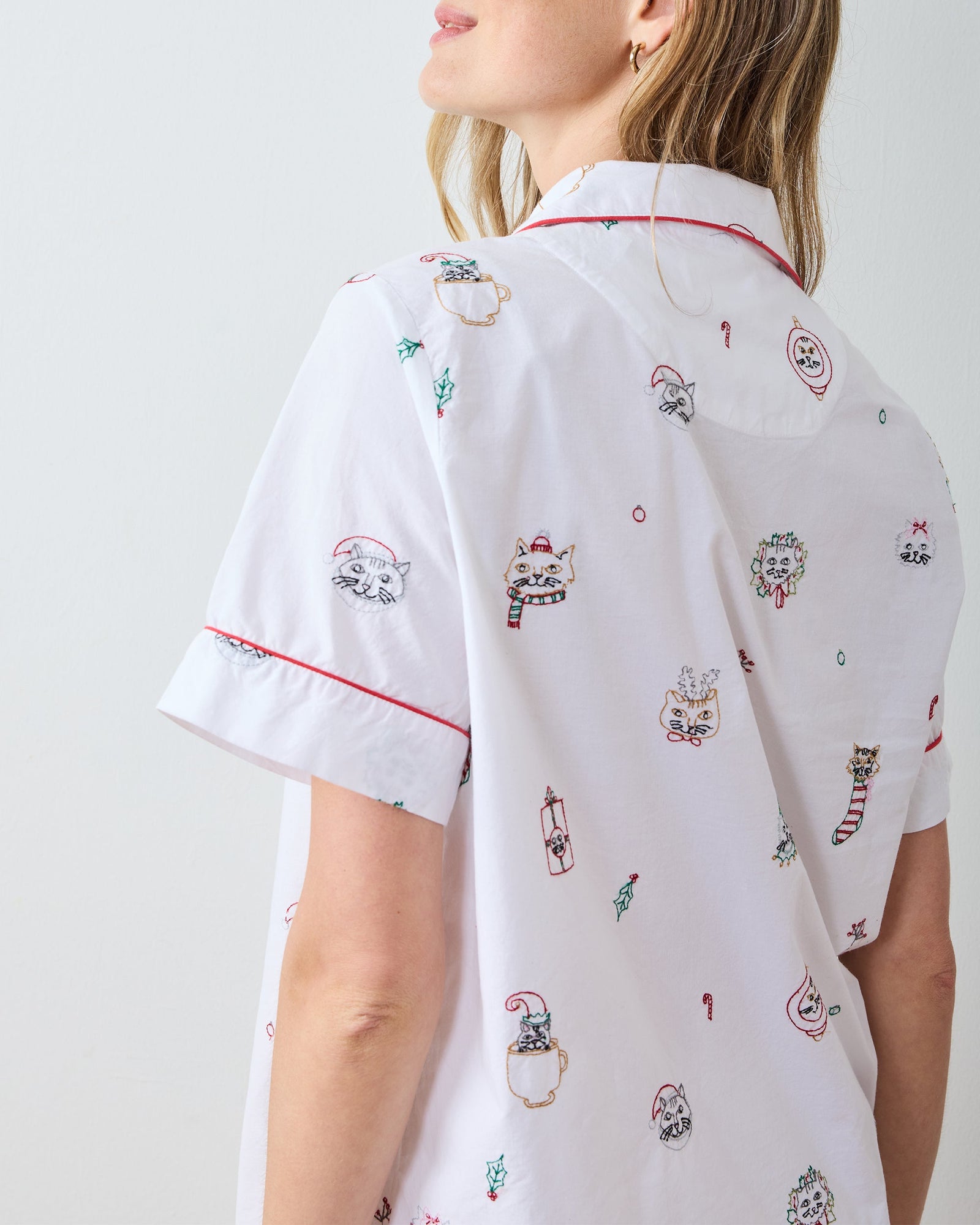 Holiday Cats - Short PJ Set - Cloud - Printfresh