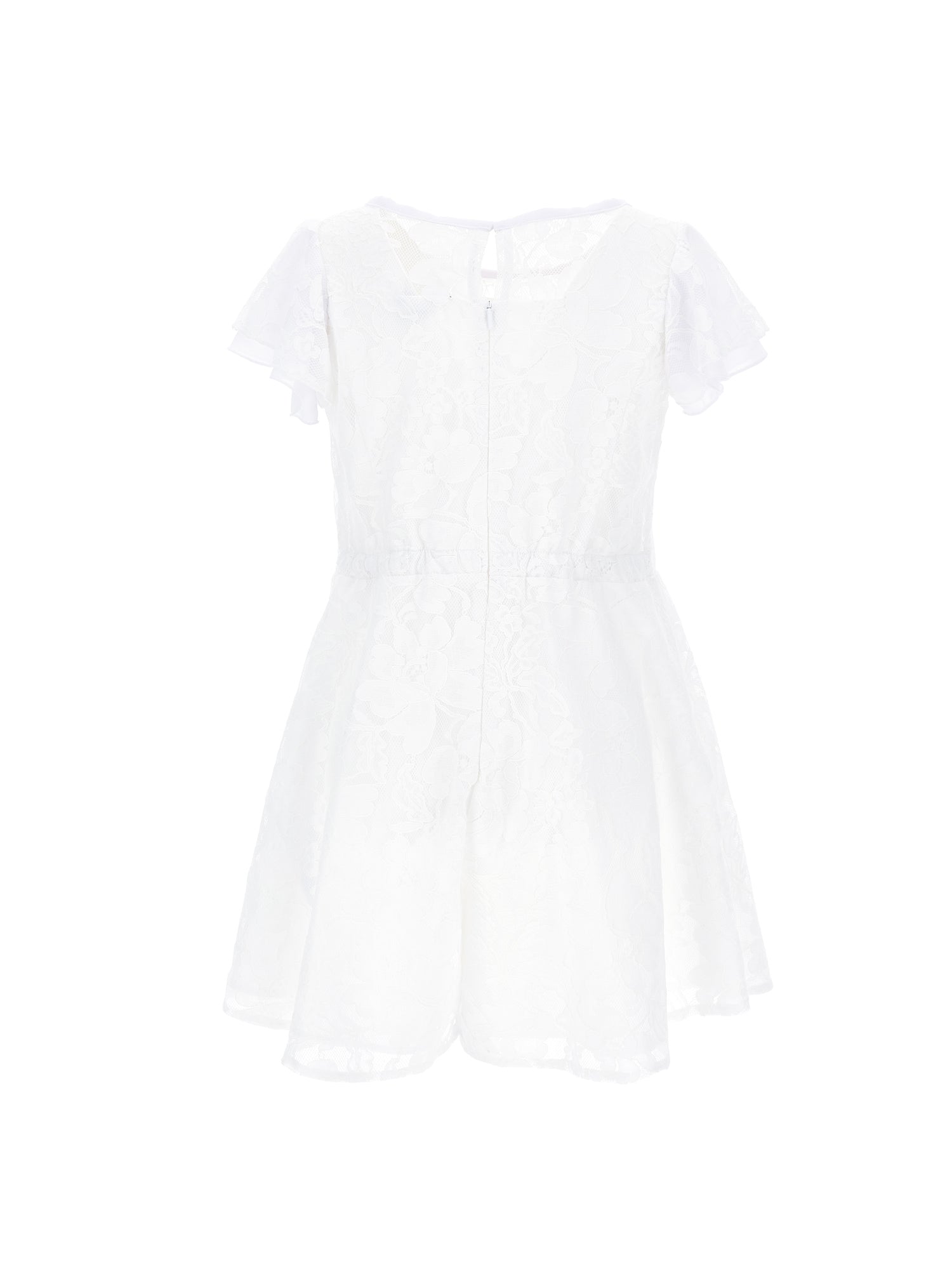 Girls | Full Lace Playsuit With Shorts | White