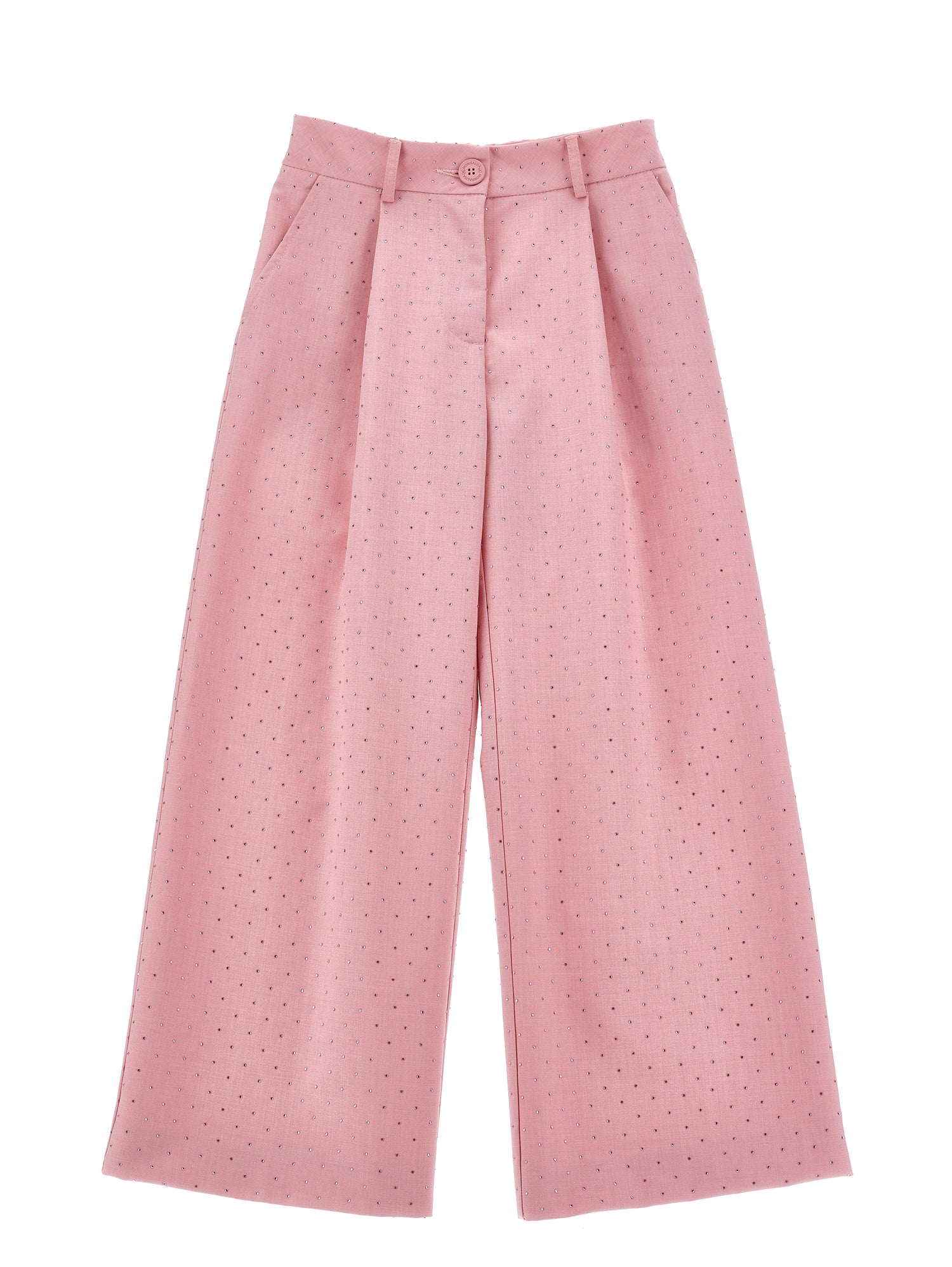 Girls | Viscose Trousers With Rhinestones | FairyTale Pink